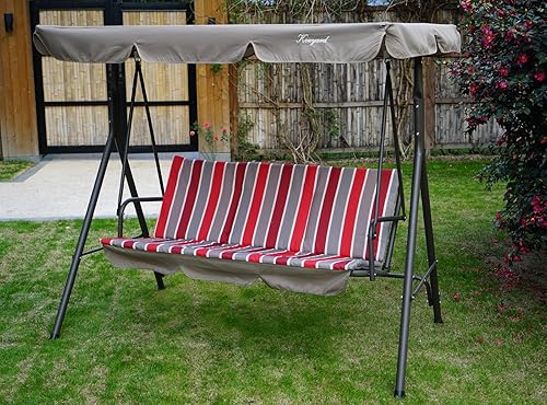 Miniatura 2 de Kozyard Alicia - Silla columpio para patio con 3 cómodos asientos acolchados y marco de acero resistente a la intemperie con recubrimiento en polvo