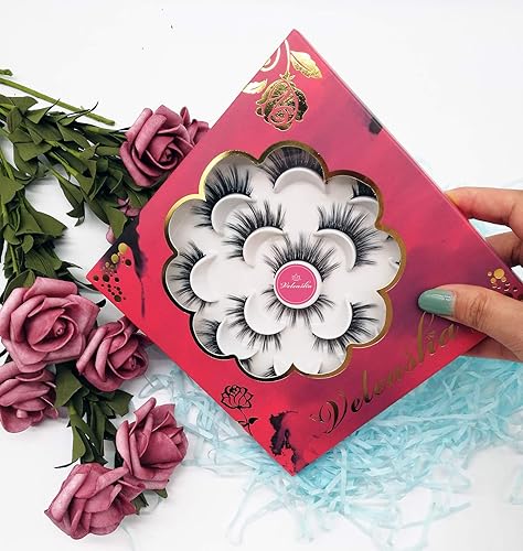 Miniatura 5 de Pestañas postizas hechas a mano de Veleasha 5D de imitación de visón, 7 pares