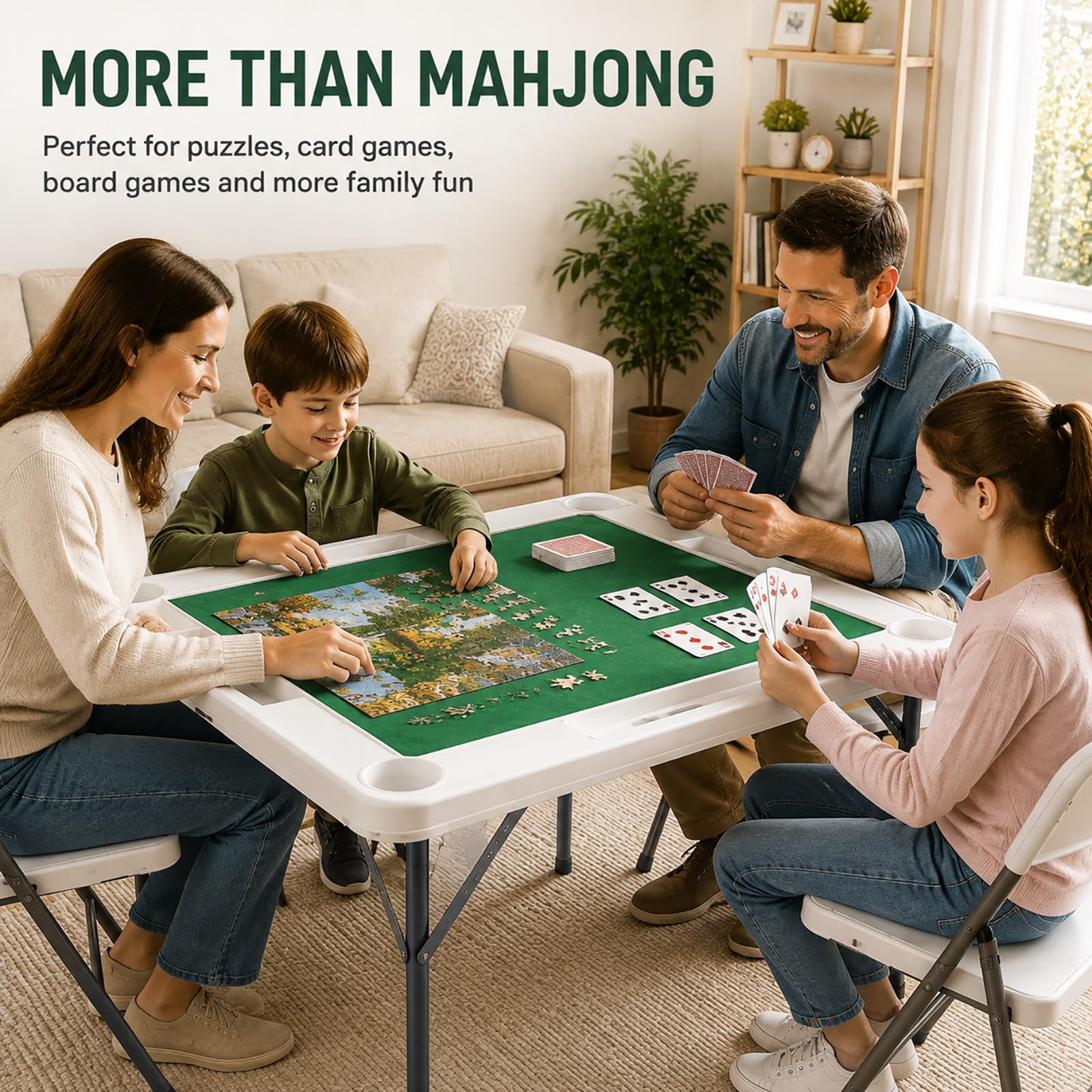 Tavolo Mahjong Pieghevole Portatile, Tavolo Da Gioco Per Carte E Famiglia | Design Salvaspazio Con Porta Bicchieri E Pratico Spazio Portaoggetti(white)