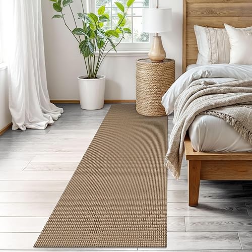 Vista 216 de EARTHALL - Tapete tejido lavable con parte trasera de goma, tapete trenzado de algodón antideslizante para interiores para entrada, pasillo, cocina