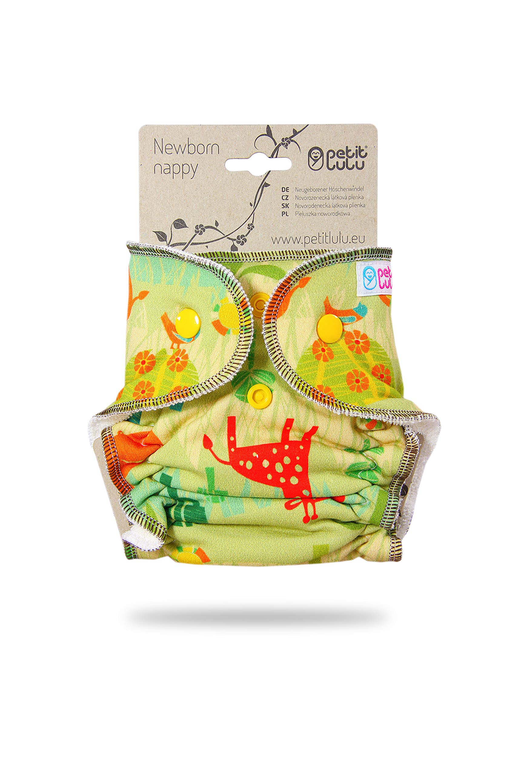 Petit Lulu - Pannolino lavabile a mutandina con bottoni a pressione per neonati, 2-6 kg