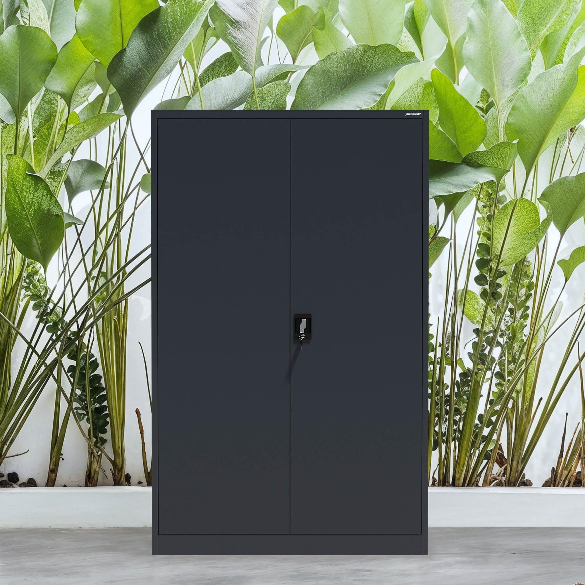 2 Armadi Metallici Ufficio 185x90x40 Cm - Antracite Effetto Legno, Ripiani Regolabili, Con Serratura - Foto 4