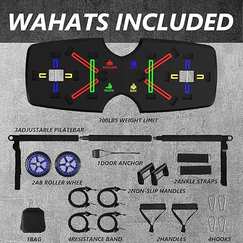 Miniatura 6 de AERLANG Tabla de empuje hacia arriba, portátil multifunción plegable 10 en 1 barra de empuje, asas de empuje para piso, equipo profesional de