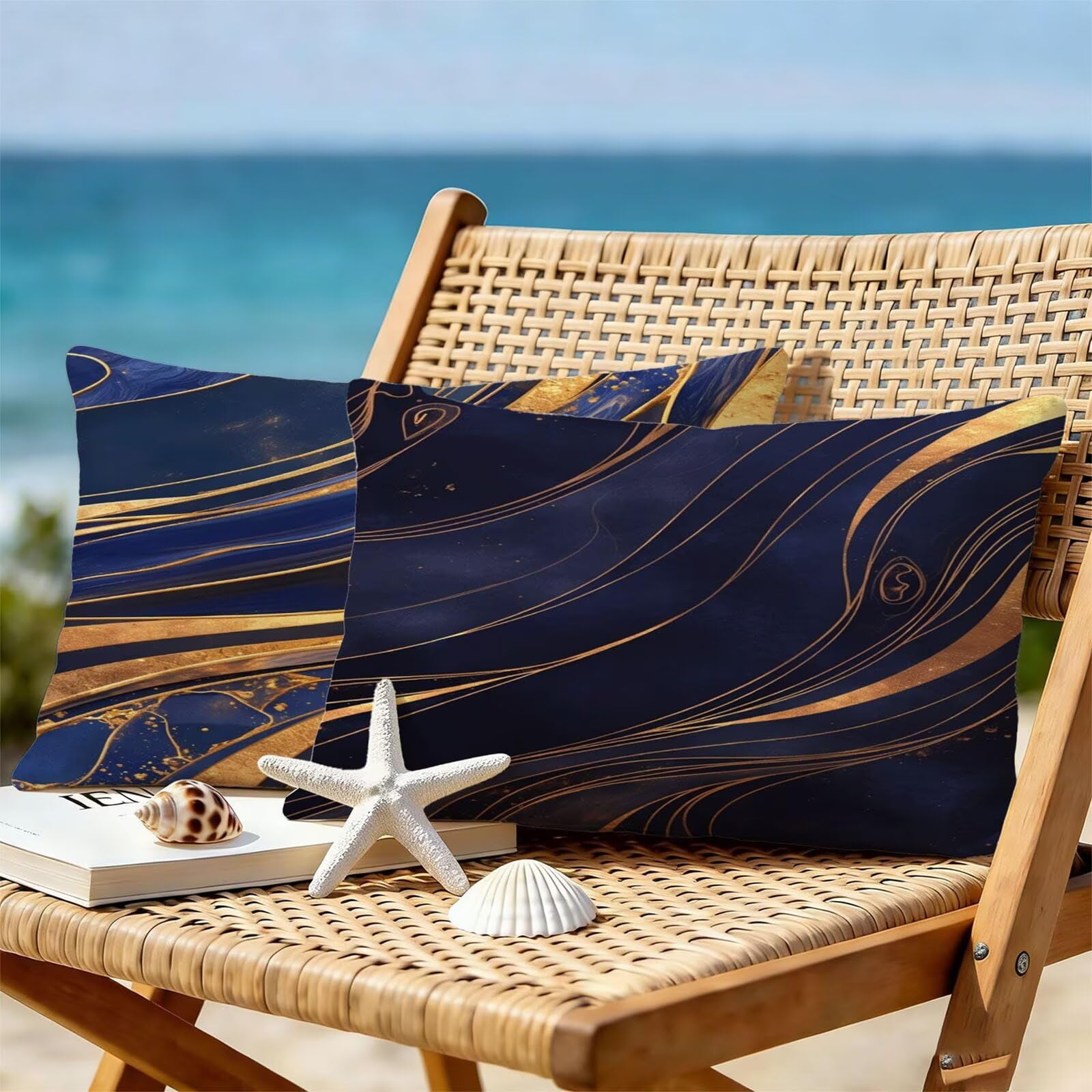 Générique Housse Coussin Exterieur Impermeable 30x50cm Abstrait Décoratif Taie d'oreiller Decoration Noir Housse de Coussin Exterieur Impermeable pour Salon de Jardin Lot 2. T-4253