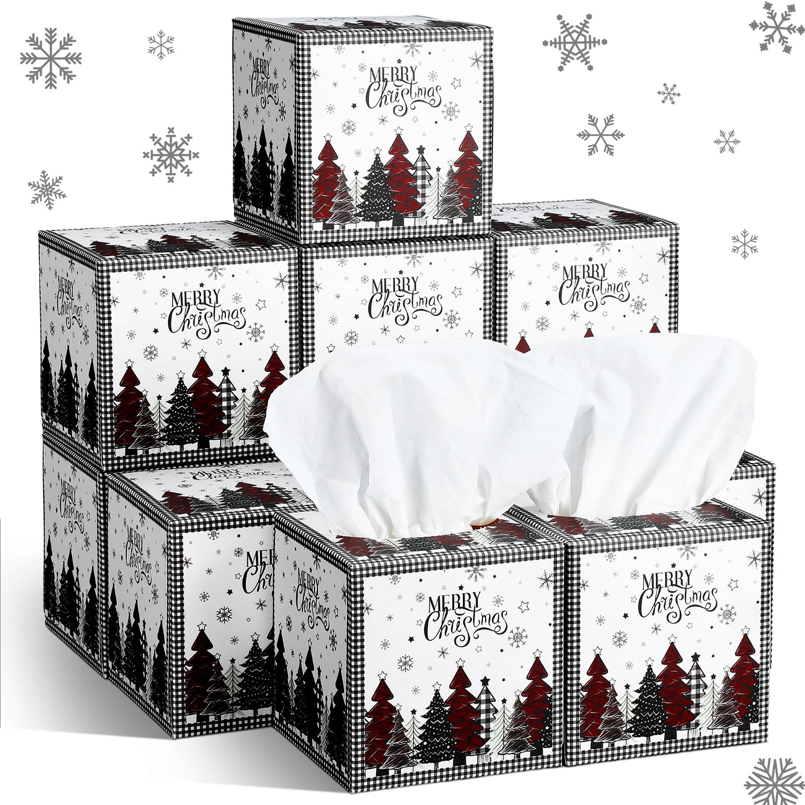 Fourluoo 12 Pack Christmas Facial Tissues Cube Boxes Bulk 600 Sheets 3 Ply Christmas Tree Small Tissues Cube