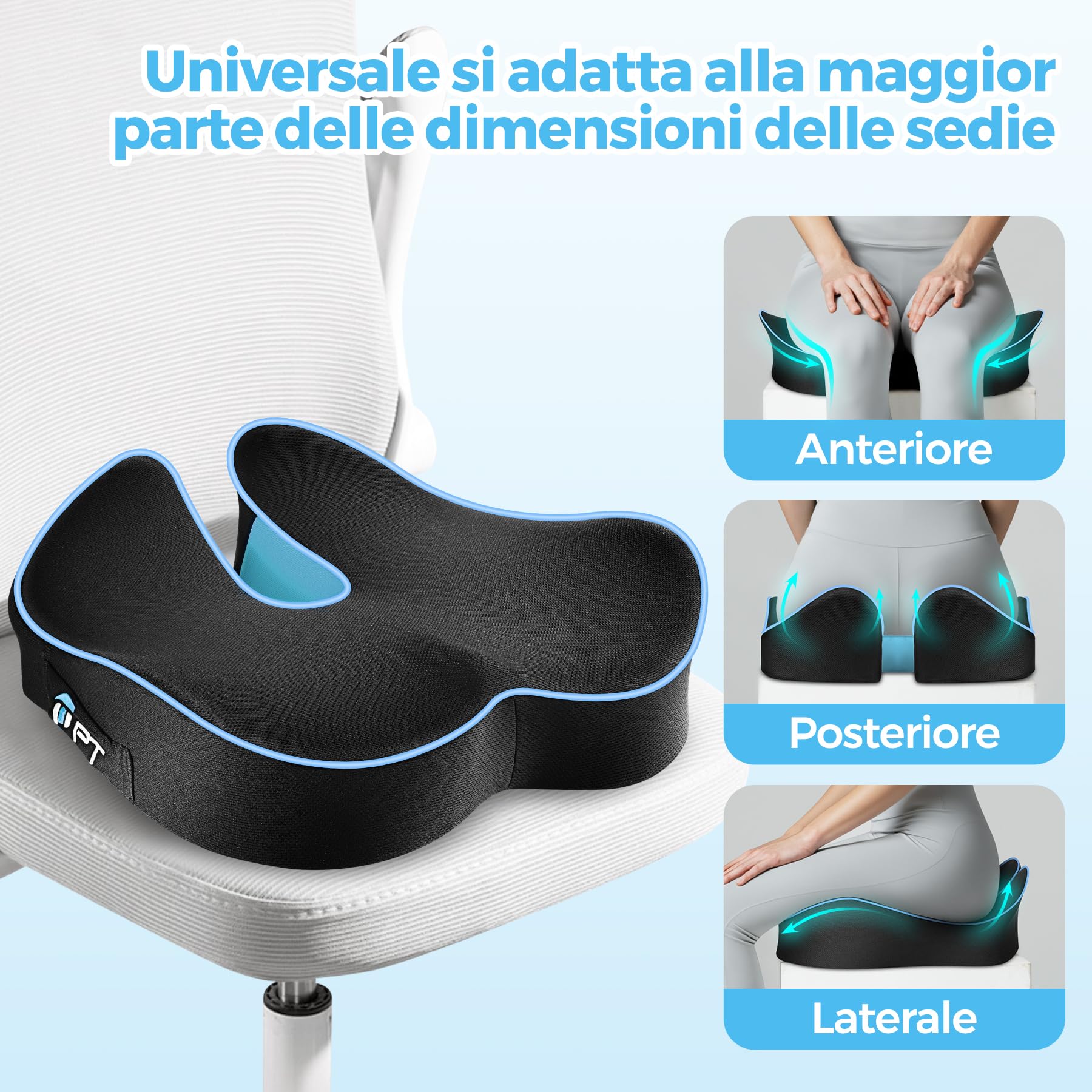 POOTACK Cuscino Sedia Ufficio, Cuscino Sedile, Cuscino Memory Foam per Sedia da Scrivania, Cuscino Memory Foam per Ufficio Casa Auto e Sedia a Rotelle