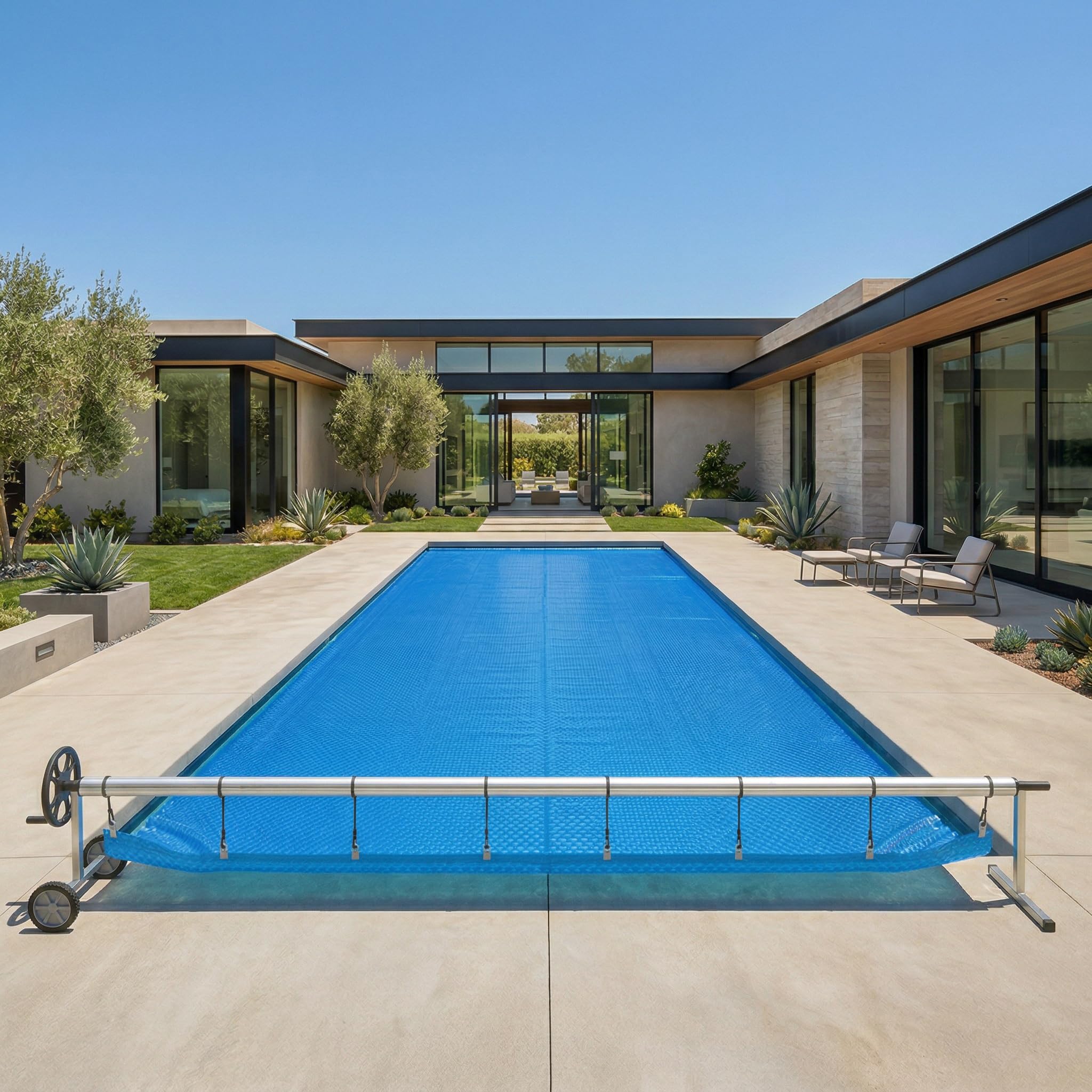 YRHome Premium Pool Aufroller 3m - 5,70m Mobiles Aufrollsystem für Solar- & Poolplanen