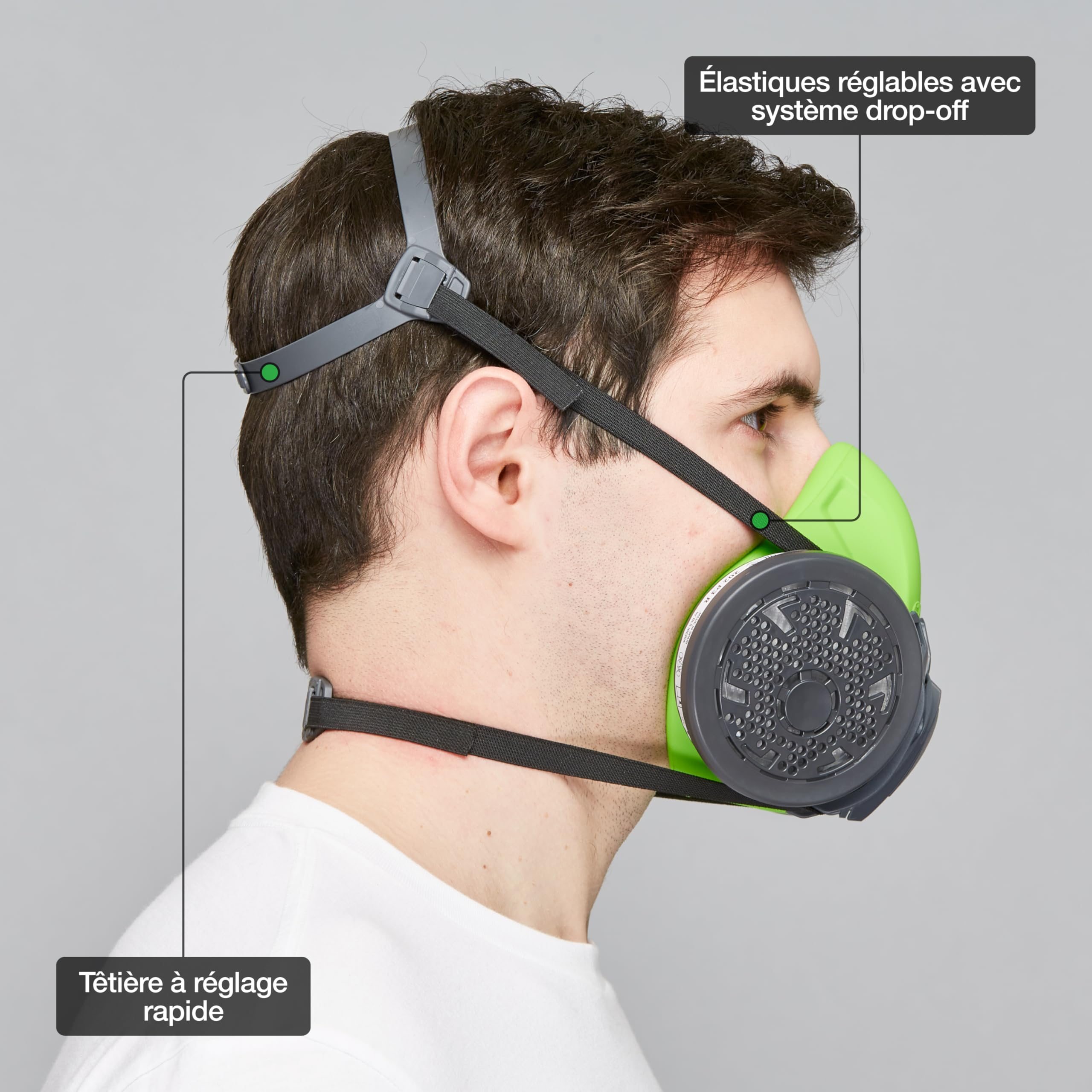 BLS 4500next P3 R D Demi-masque de Protection en Silicone et 2 Filtres Remplaçables 202 P3 avec Raccord à Baïonnette b-lock. Pour Poussières, Menuiserie, Construction, Soudage et Bricolage