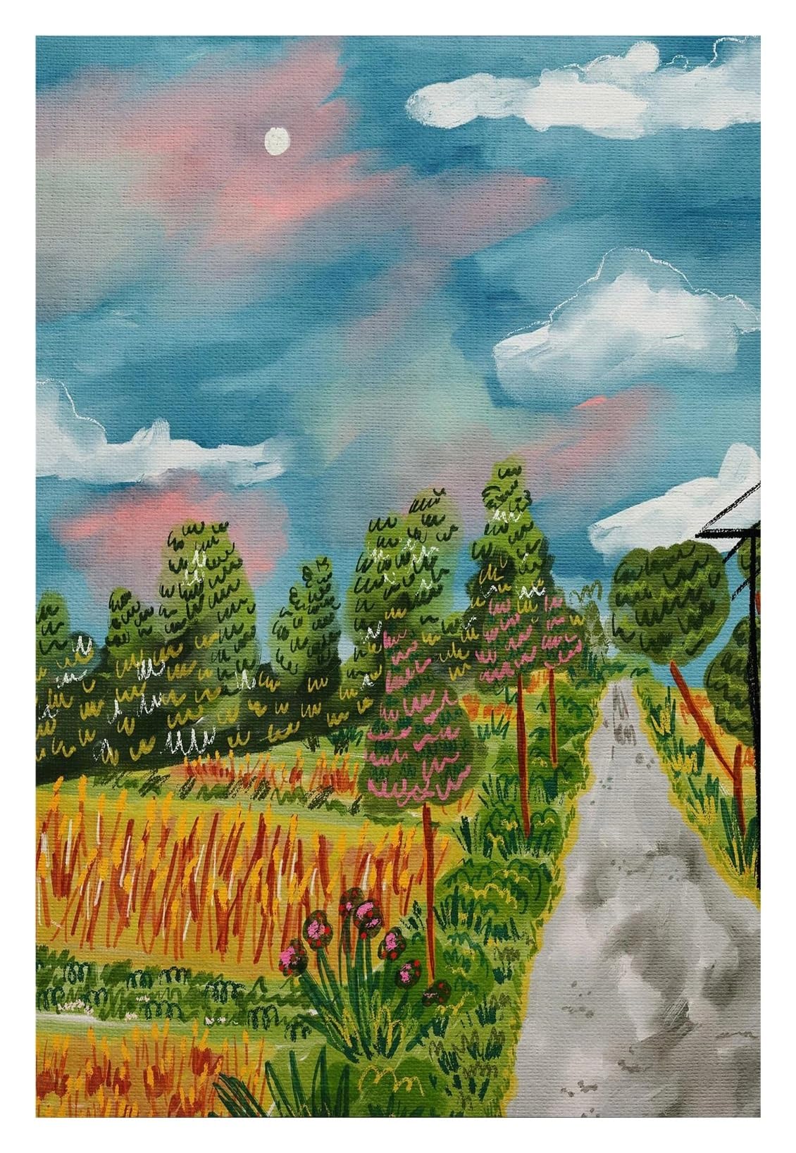 Affiche abstraite paysage de lac 50x70cm pour illuminer un mur sombre