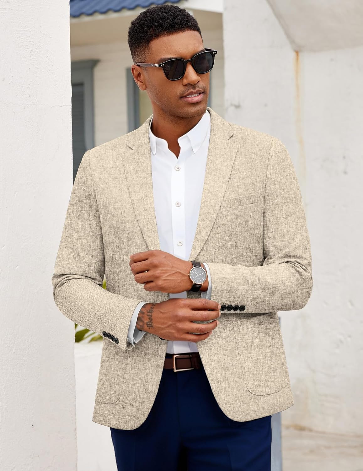 COOFANDY Mens Casual Blazer Slim Fit Sport Coat Lightweight Two Button Suit Jackets - Image 2