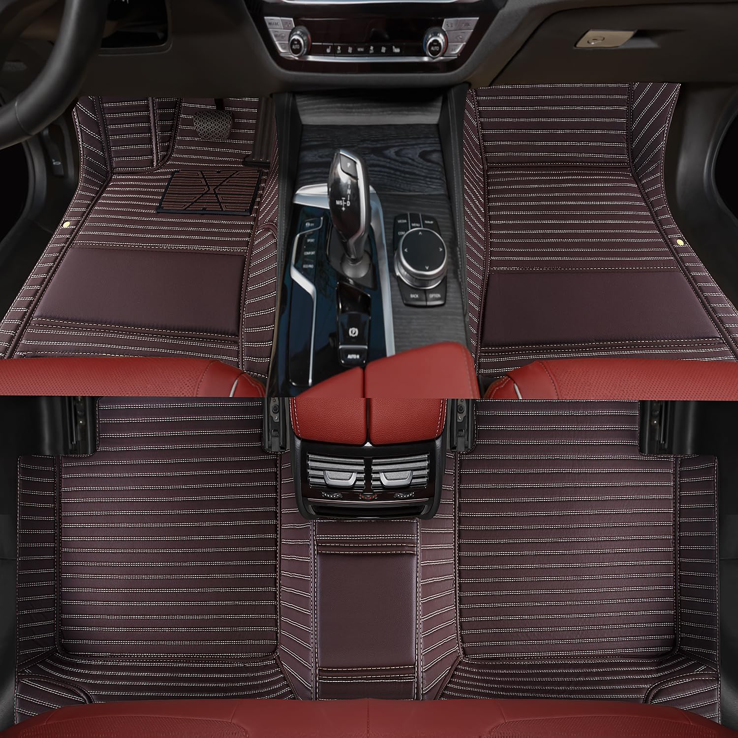 Custom Floor Mats - Suitable for 99% Cars Trucks SUVs, All Weather Personalized, Full Coverage Luxury Mats, Anti-Slip Leather (Brown Streak)
