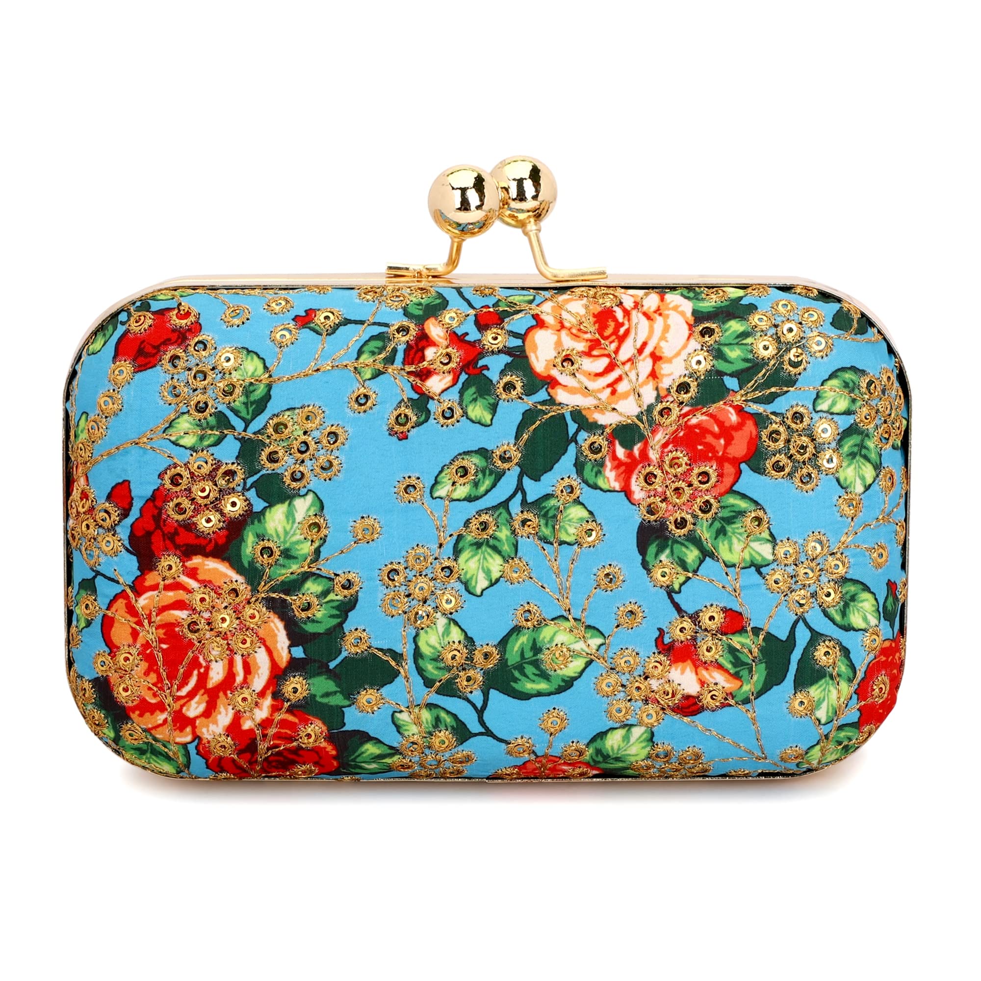 TOOBA Handicraft Fancy Embroidered Clutch for Women | Party & Wedding Clutch Bag | Ethnic Evening Purse with Clasp Lock Closure