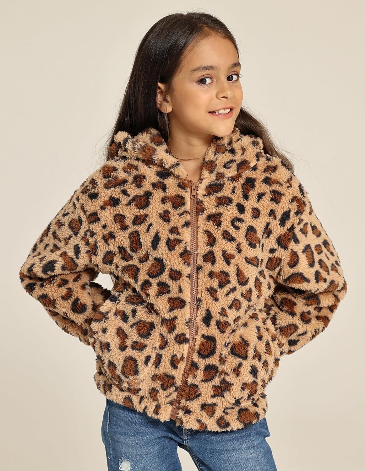 GRACE KARIN Girls Fleece Jacket Zip Up Sherpa Coat Kids Fall Hoodie Fuzzy Sweatshirt Size 5-14 - Image 3