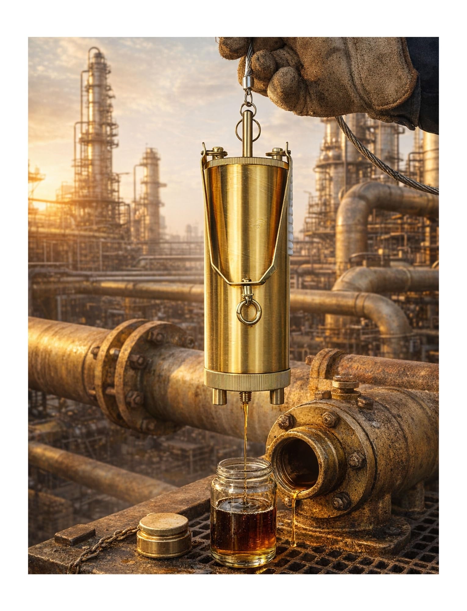 Échantillonneur de liquide à fond en cuivre pour analyses de laboratoire