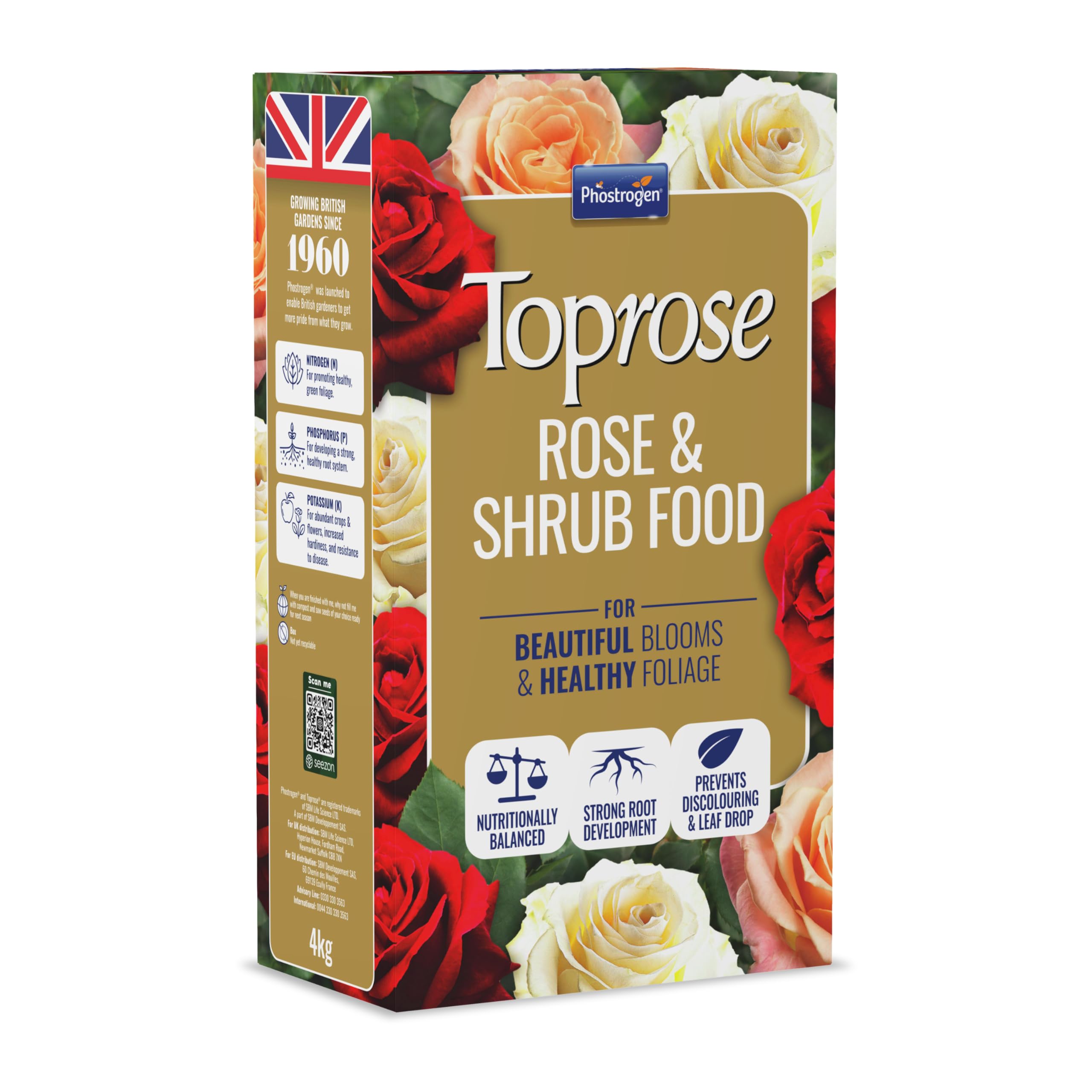 Toprose Rose and Shrub Feed, 4kg - Rose Fertiliser for Healthy Growth ...