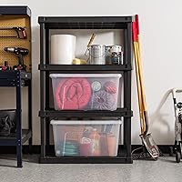 Vista 5 de IRIS USA 94 Qt - Contenedores de almacenamiento de plástico apilables con tapas, paquete de 4 - Libre de BPA, fabricado en EE. UU. - Solución