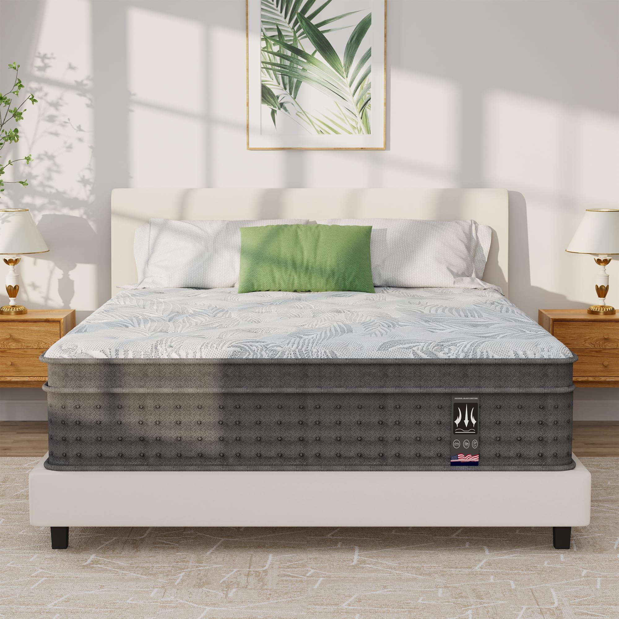 Full Mattress, 14 Inch Hybrid Full Size Mattress in a box with Gel Memory Foam and Individually Pocket Innerspring, Medium Firm, Upgraded Support&