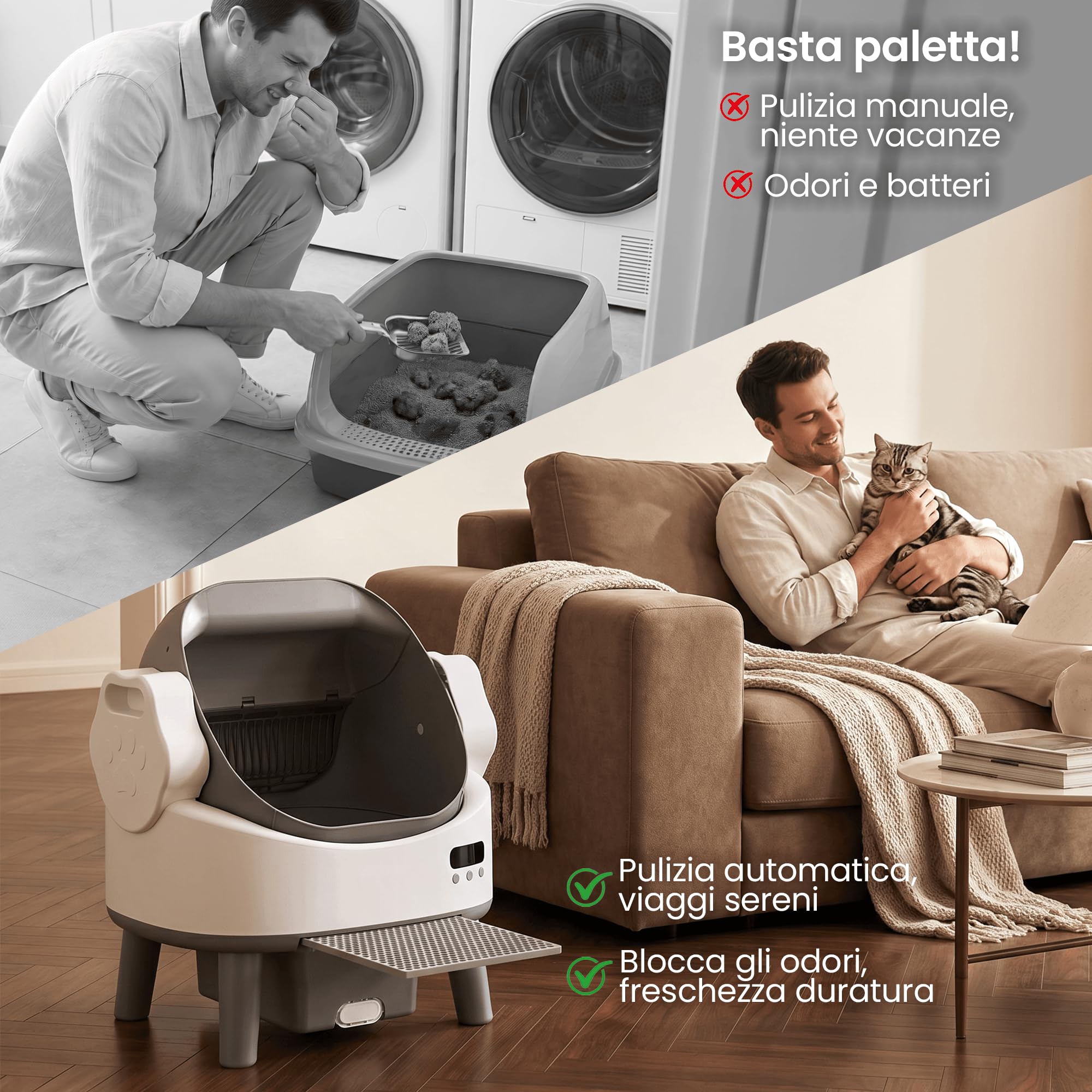 JUMMICO Lettiera Gatto Autopulente, Lettiera Automatica per Gatti Grandi Fino a 10 kg, Lettiera Elettrica con Protezione e Deodorante, Ideale per Famiglie con Più Gatti