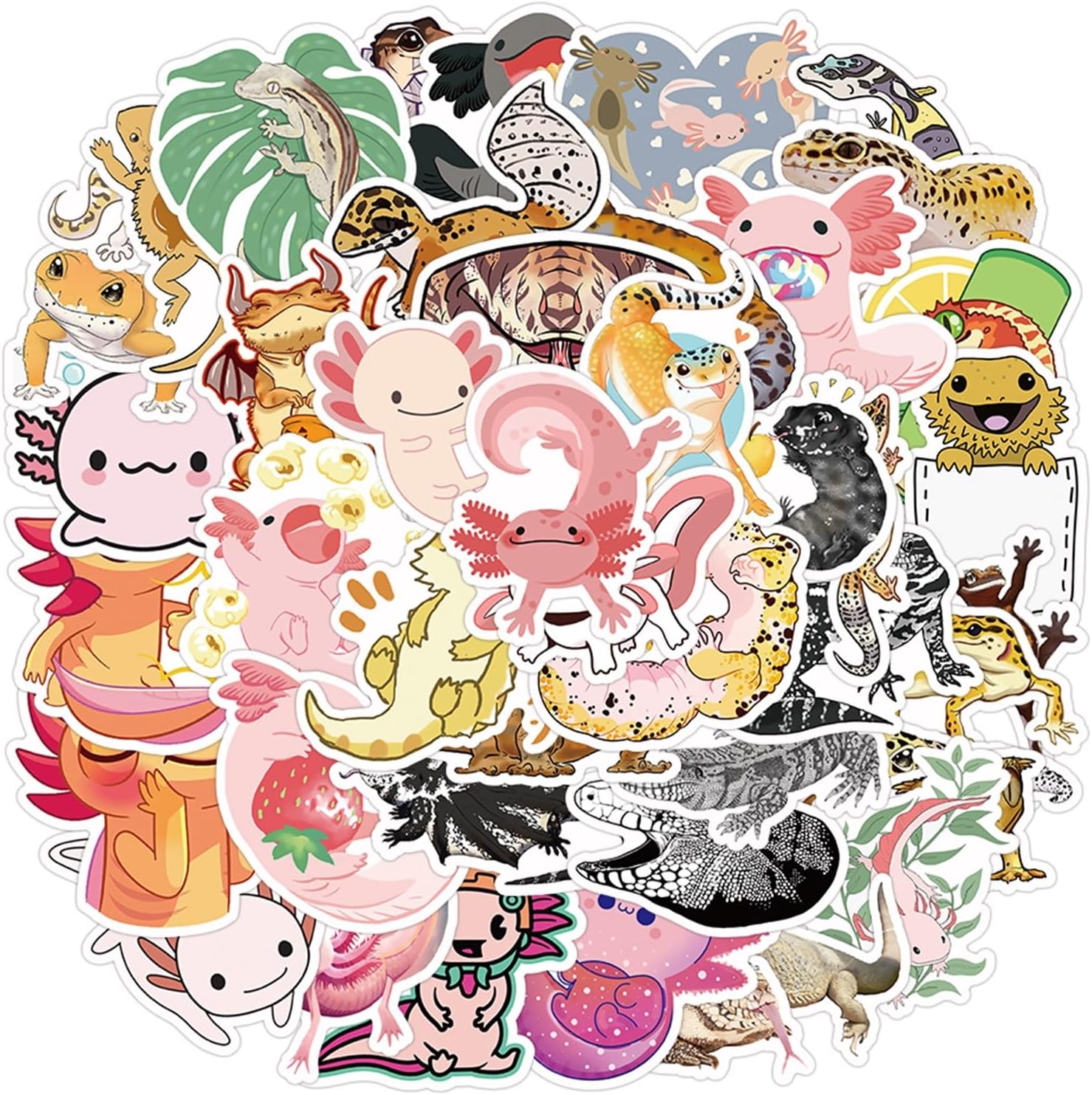 Amazon.com: 50 Pcs Cute Reptile Animal Stickers Pack for Kids Teens ...