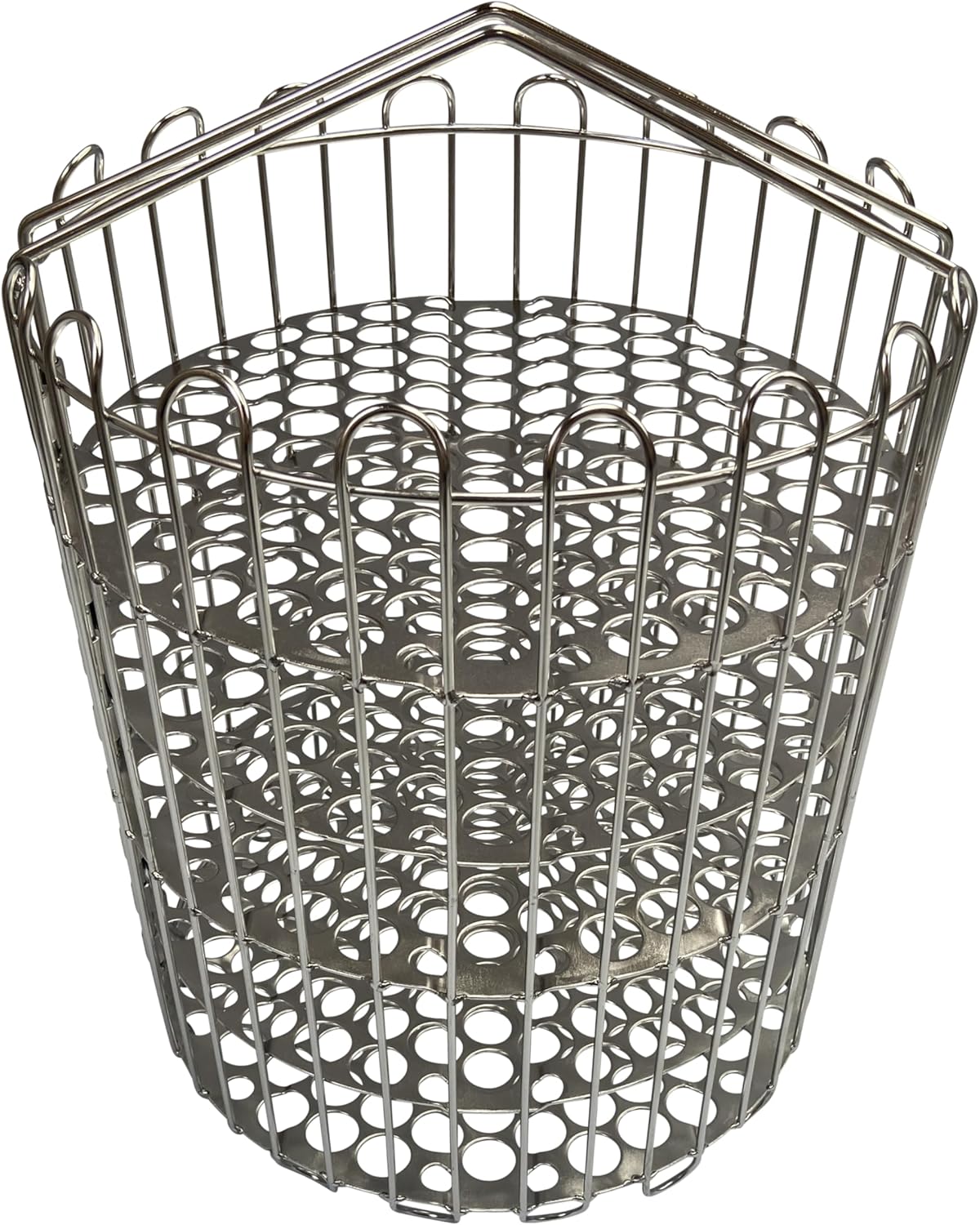 Quality Industries Fry Basket, Stainless Steel, Clamshell, 4HD, 297mm (11.7in) Diameter, 391mm (15.4in) Height