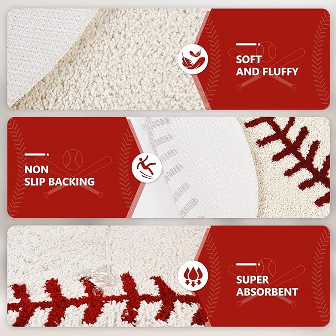 Alfombra Redonda de Béisbol 36 Pulgadas - Microfibra Suave con Base Antideslizante miniatura 4