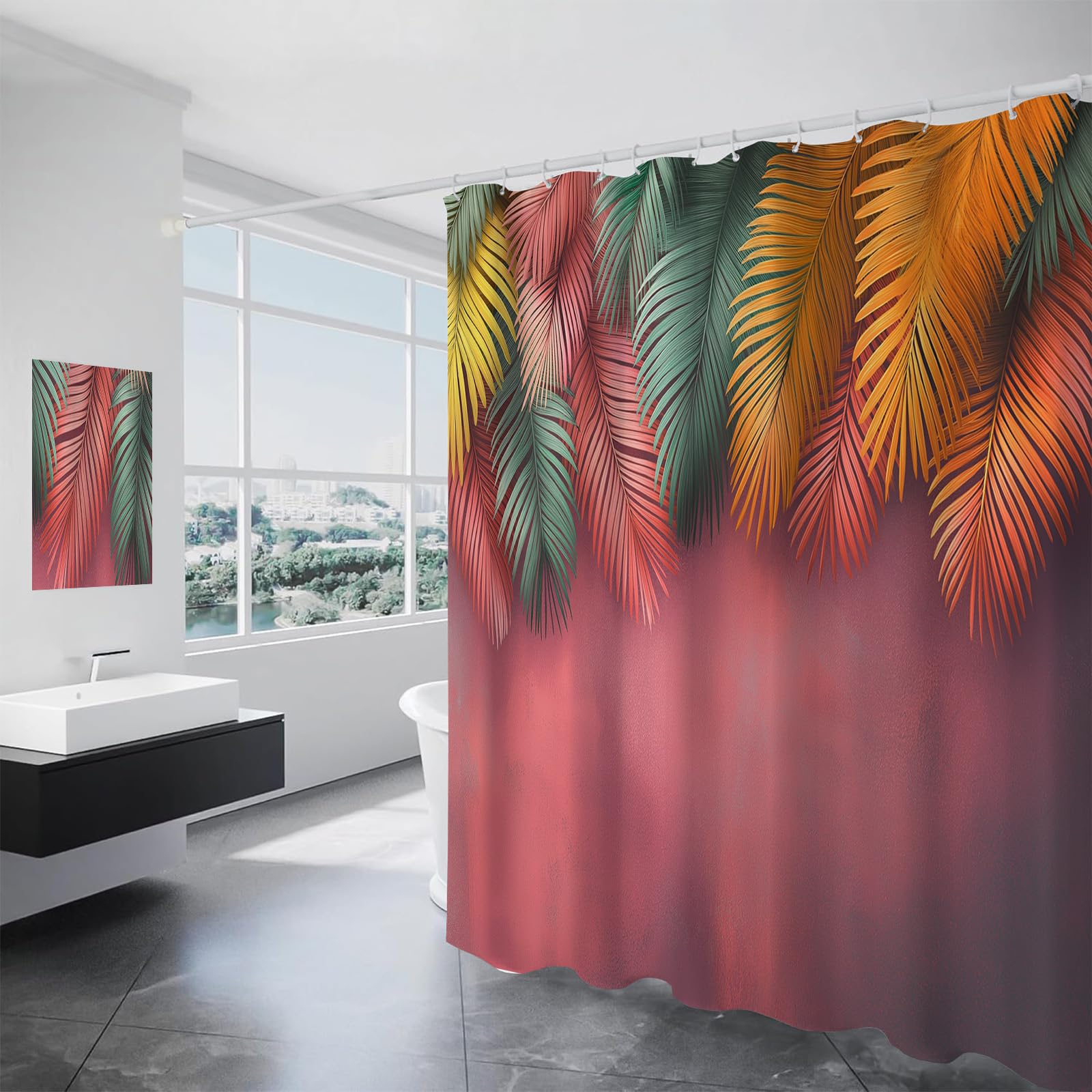 Rideau de Douche pour Salle de Bain Bohème 180x200 Grand Rideau Douche Coloré