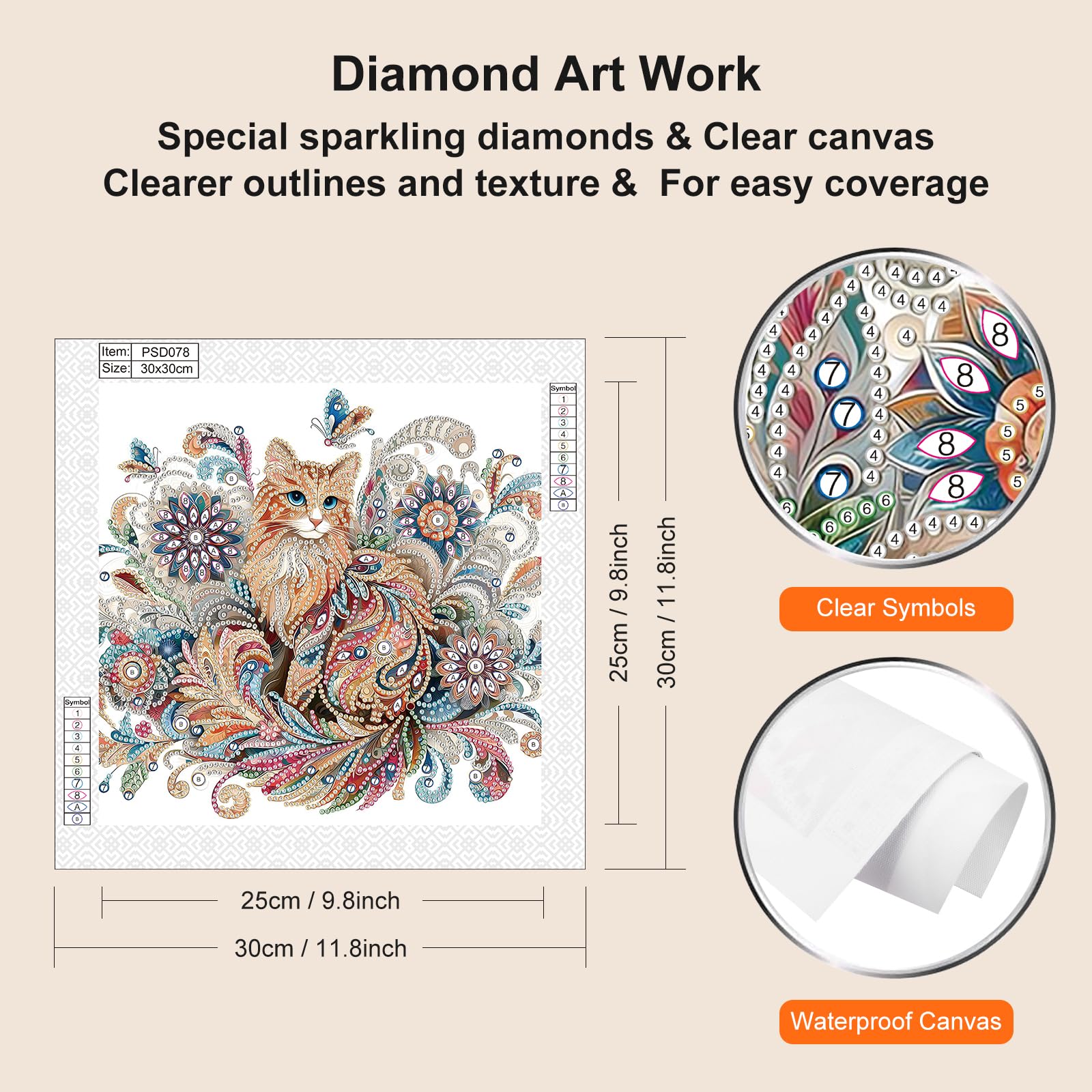 WSLWXSHM 5D Special Shape Diamond Art Kits for Beginners Diamond Painting Kits for Adults Cat Crystal Rhinestones Diamond Painting for Home Wall Decoration Gift 12×12inch/30×30cm - Image 2