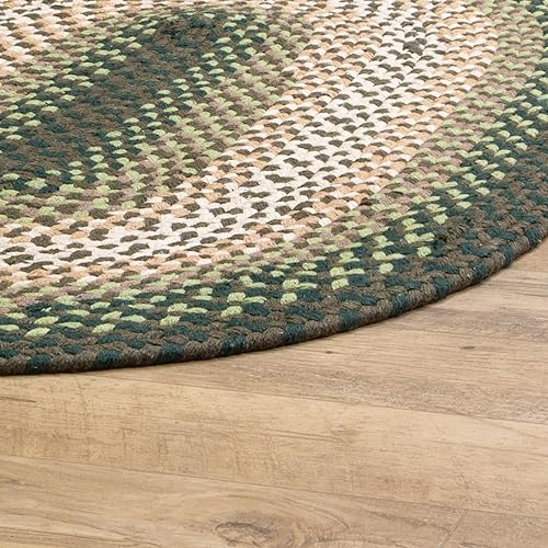 Miniatura 4 de Super Area Rugs Alfombra trenzada ovalada ovalada de 3 x 5 pies, color verde y marfil para espacios de estilo agrícolaprimitivo