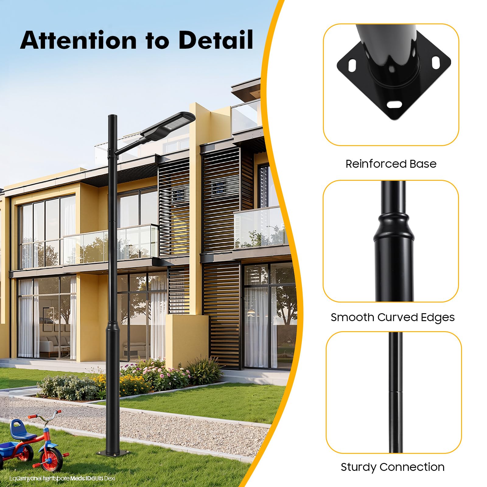Poste de hierro galvanizado de 3 m de altura para farolas, 100 kg, color negro, para farolas, luces solares, luces de jardín y cámaras de vigilancia