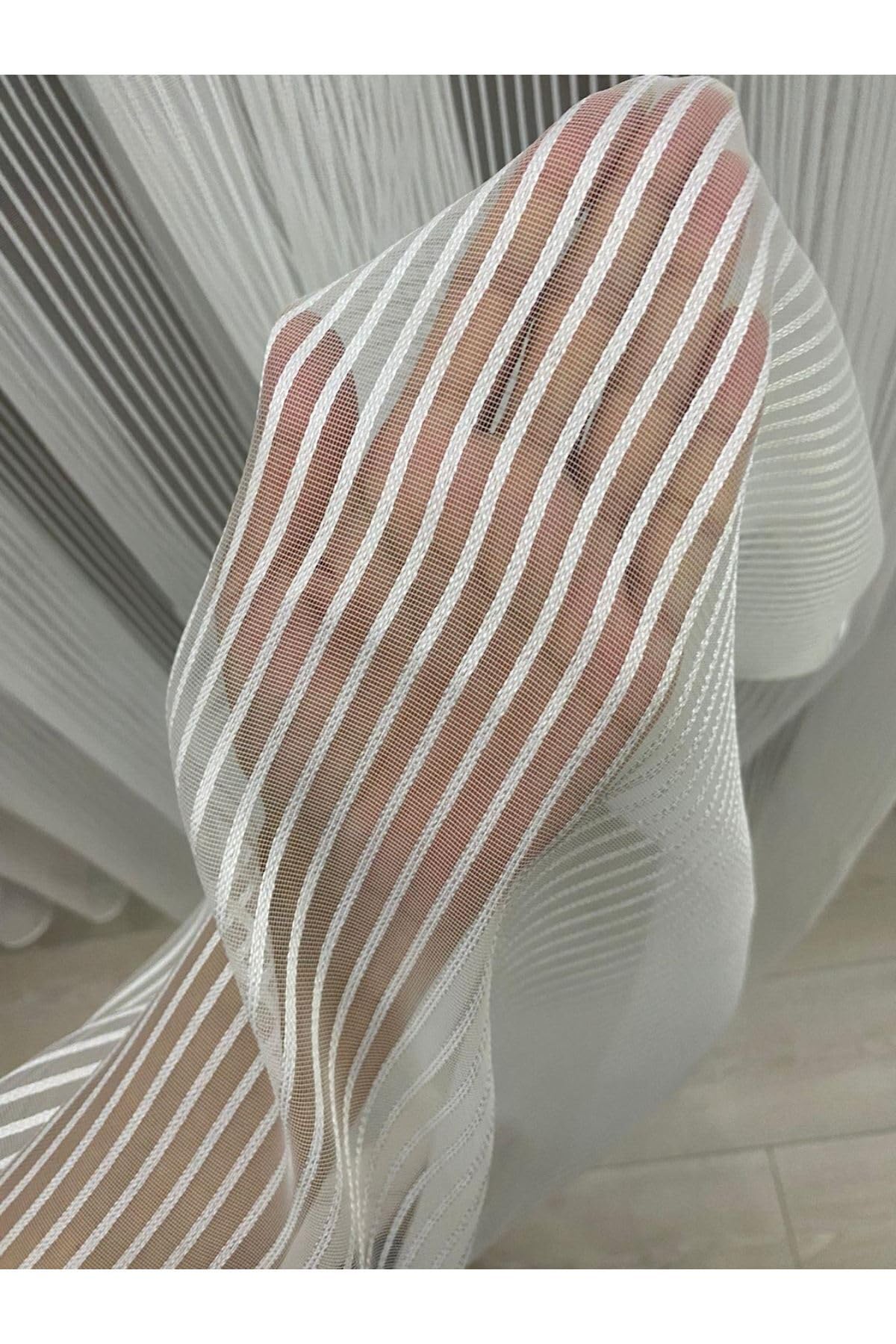 İNCİLİFE İncilife Ekru Petran Tül Perde, Çizgili, 1/2,5 Orta Pileli, 320x250 Cm Petran EKRU, 320G x 250U cm (1 Panel)