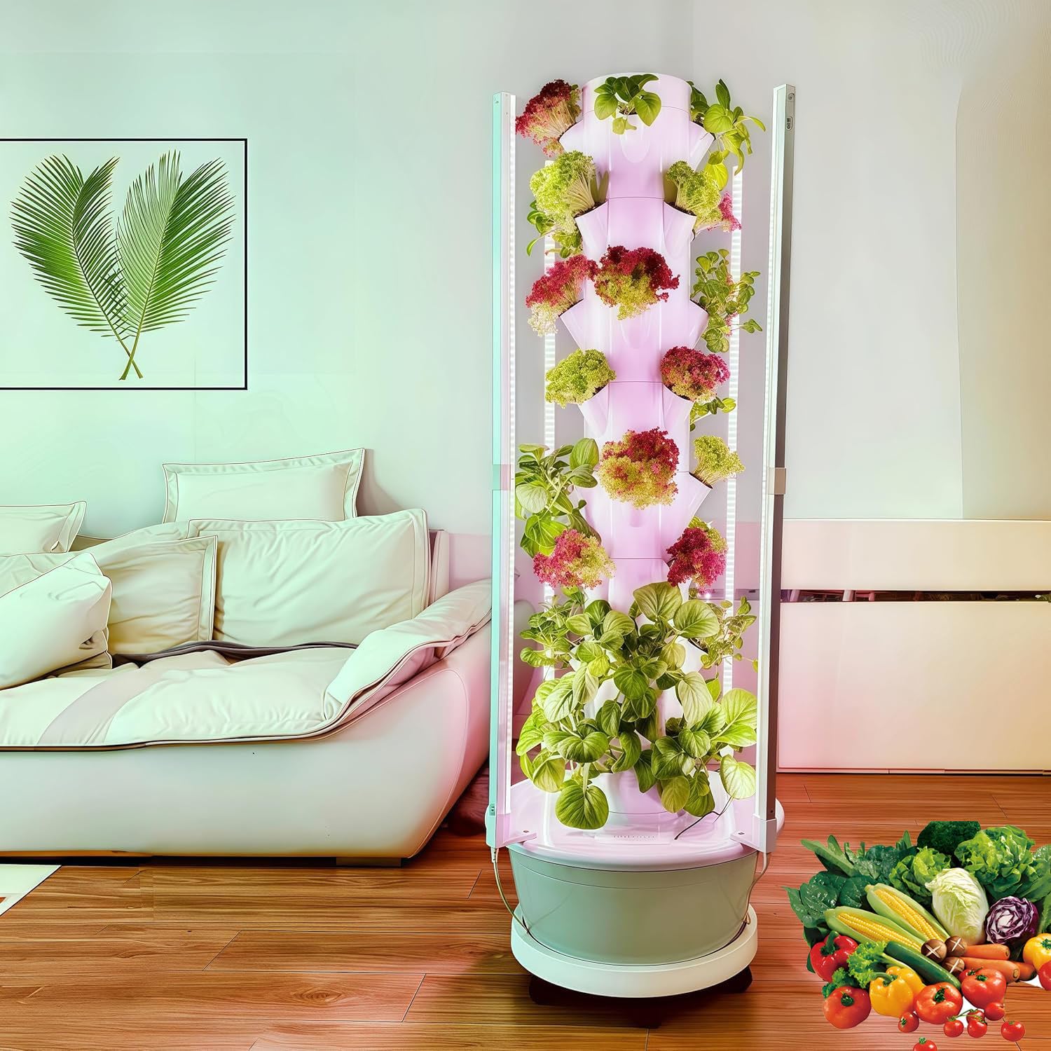 ByBoDi Hydroponic Tower Growing Kits, Vertical Hydroponic Grow, Automatic Water Circulation System,20/28/36 Pods Hydroponics Growing System Kit, for Herbs and Vegetables 9Layer-NoLight