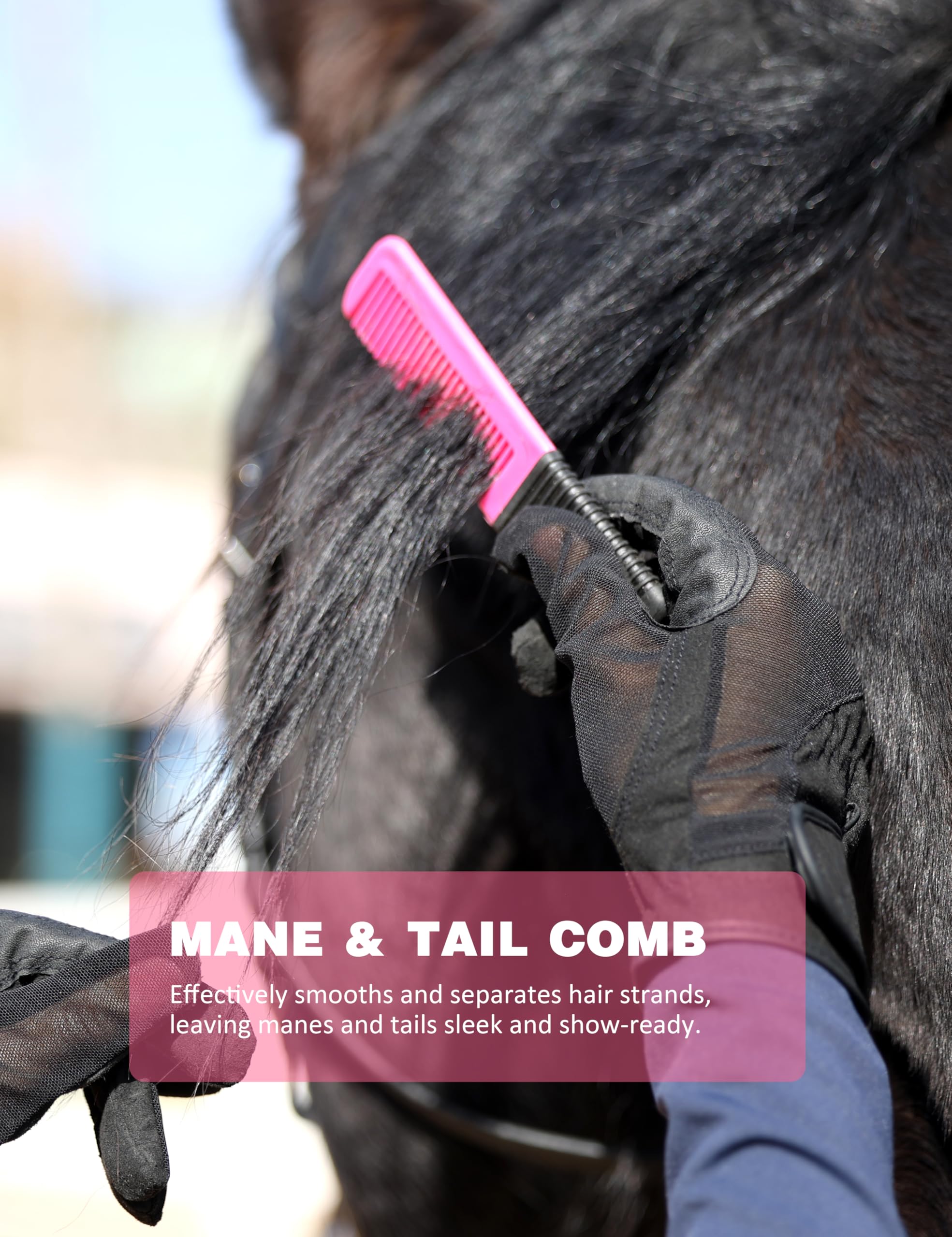 Shinewell Horse Grooming Kit, Complete Horse Brush Set, Equine Grooming Tools for Shedding & Daily Care Pink - 5