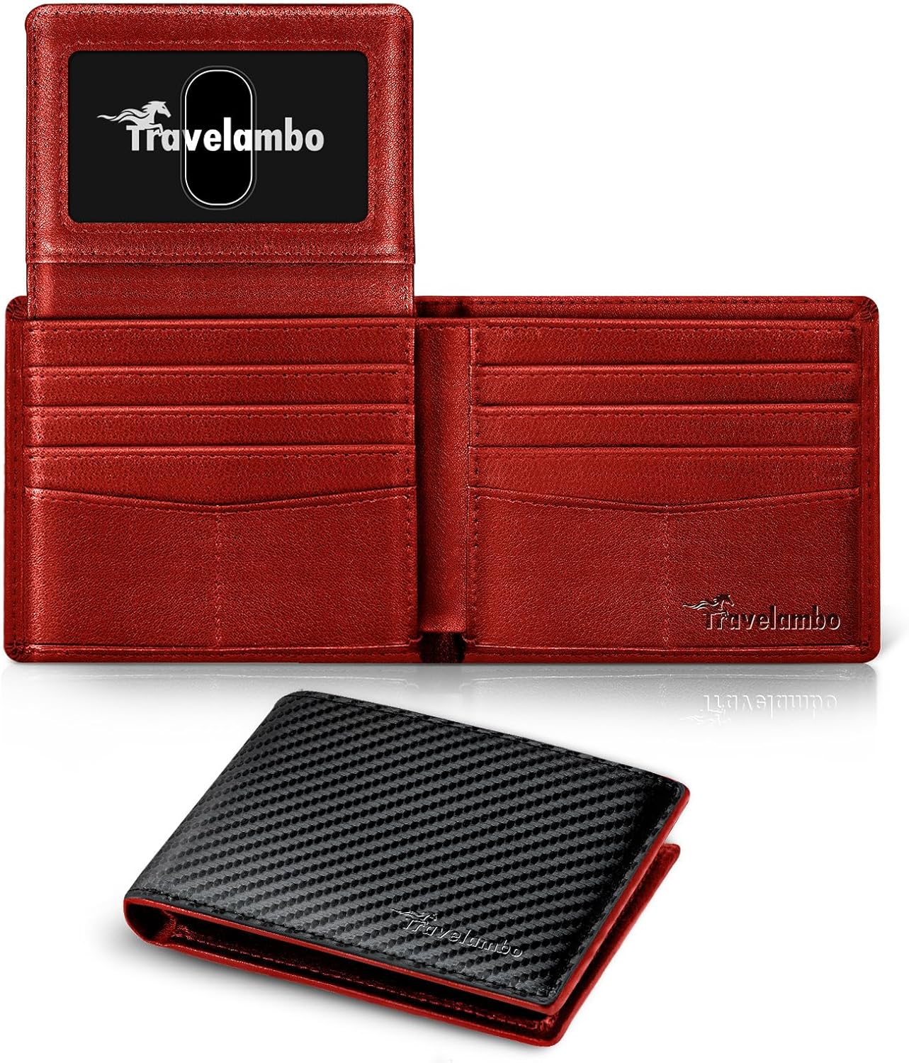 Travelambo Red Wallet for Men, Premium Classic Mens Wallet