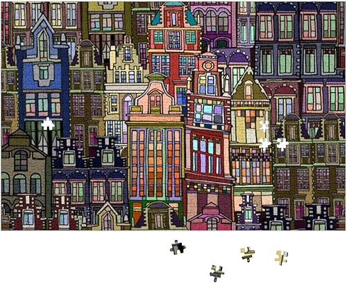 Colorful Vintage Houses Jigsaw Puzzle Decor Jigsaw Puzzles Hard Puzzles 1000 Pieces Gifts Cute Rompecabezas