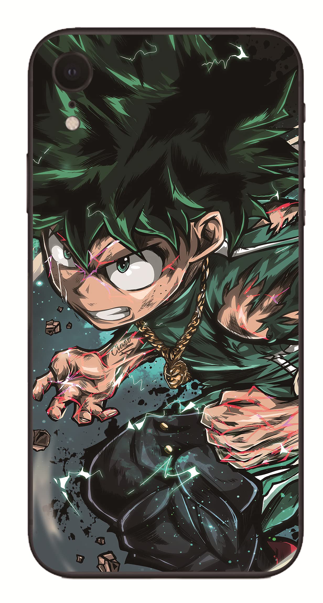 RNGEDG Case for Apple iPhone,My Hero Academia Midoriya Izuku Deku Anime Manga Comic Theme Case with TPU Frame Protective Case (1, iPhone XR)