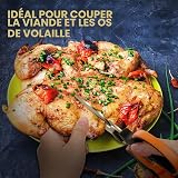 Vitalismo Ciseaux de Cuisine Professionnel Multiusage - Ciseau Cuisine en Acier Inoxydable Lame Tranchante Protège-lame Poignée Antidérapante pour Viande Volaille Poisson Poulet Pizza Grille Os Noix - 3