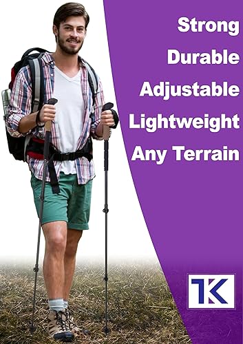 Miniatura 9 de Bastones de senderismo plegables y ligeros  Bastones de senderismo para personas mayores, agarres de corcho ajustables de fibra de carbono nórdicos