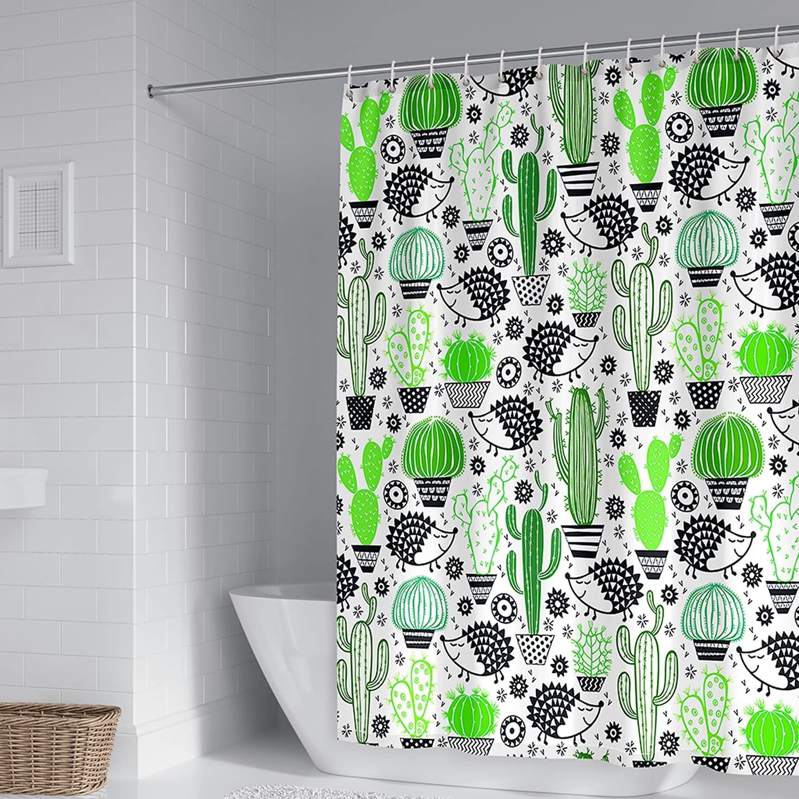Rideau de douche cactus vert 165x200cm pour rafraîchir la salle de bain