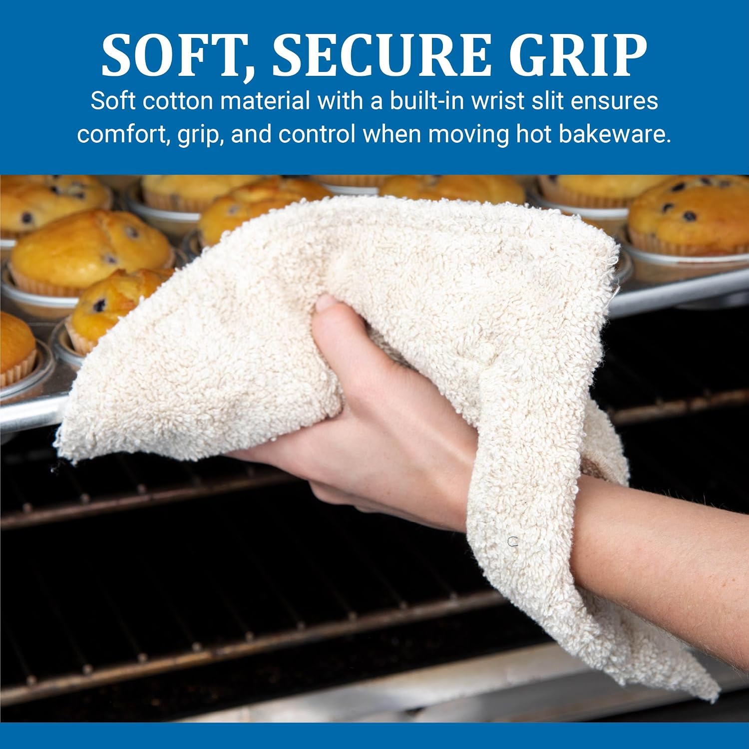 San Jamar 835PG Terry Cloth Pan Grabber with Slit, 11" Length x 10" Width (Pack of 12)