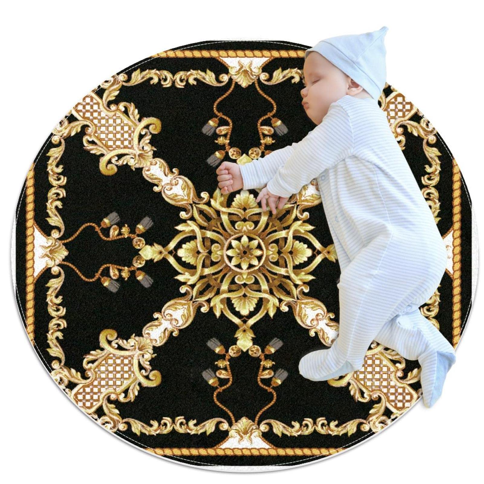 Tapis de salle de bain baroque doré pour créer un nid douillet
