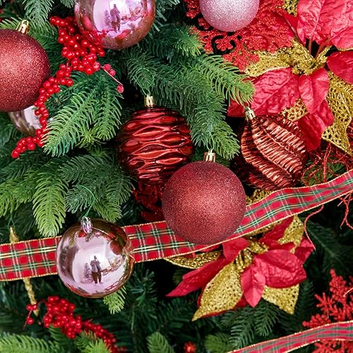 Miniatura 154 de XmasExp Juego de 24 mini esferas de Navidad inastillables para bolas de árbol de Navidad de 1.181 in/1.18 pulgadas (oro rosa)