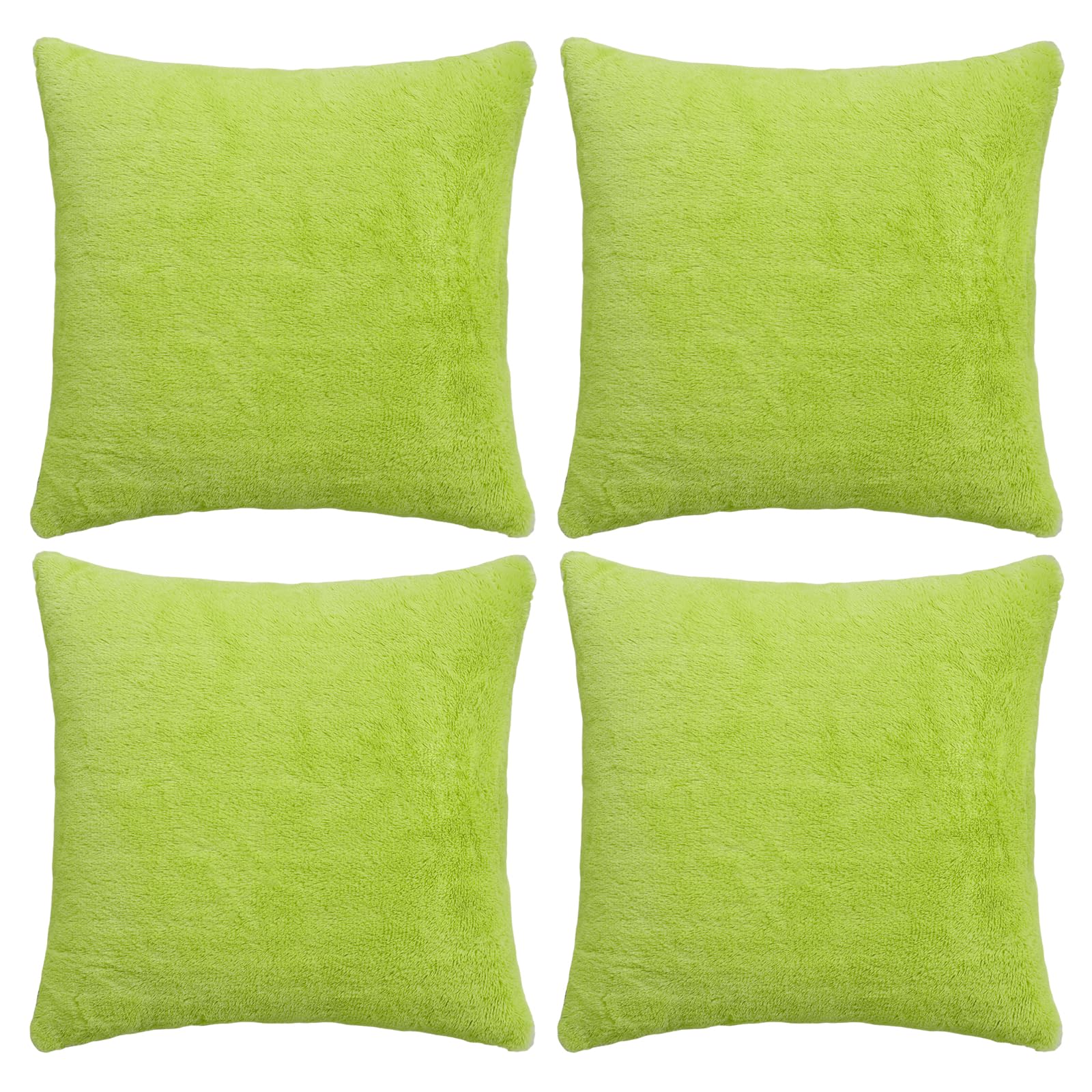 Thmyo Green 4-Pack Faux Fur Cushion Covers Fluffy Soft Throw Pillow Cases Super Soft Plush Cushion Covers Fashion Home Decorative Pillowcases For Sofa Bed Couch,,18X18inch