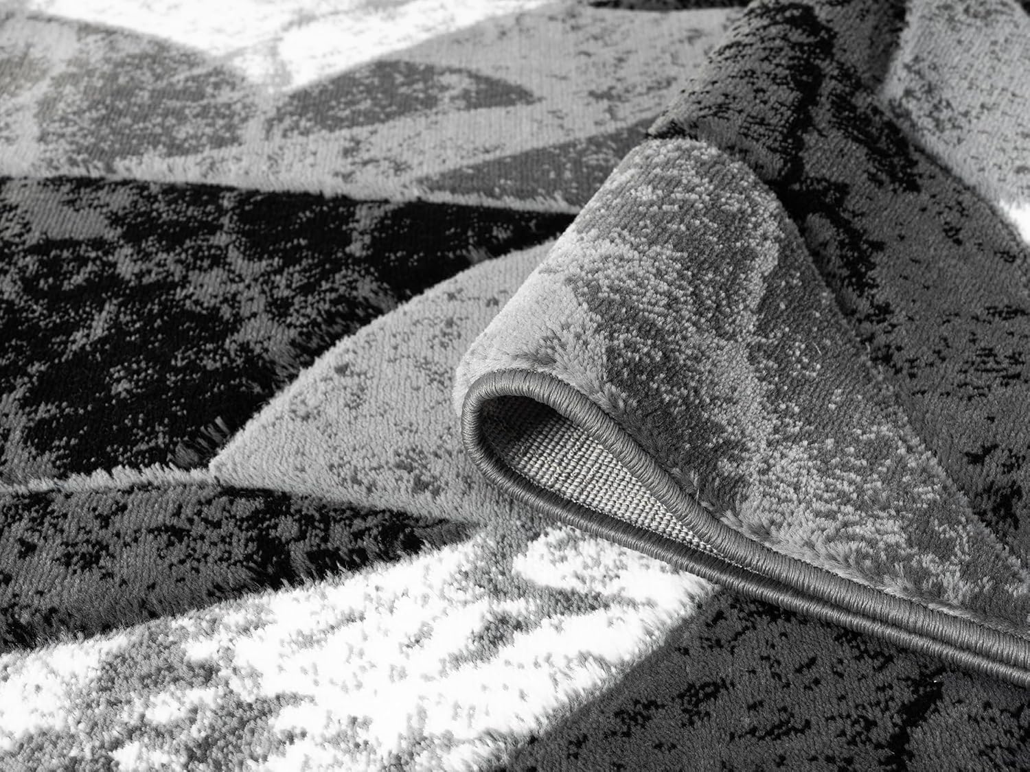 Modern Abstract Area Rug Hand Carved Contemporary Geometric Swirls Vibrant Colors Carpet for Living Room Bedroom Design PR1002 (Grey, 5' x 7') - Image 5