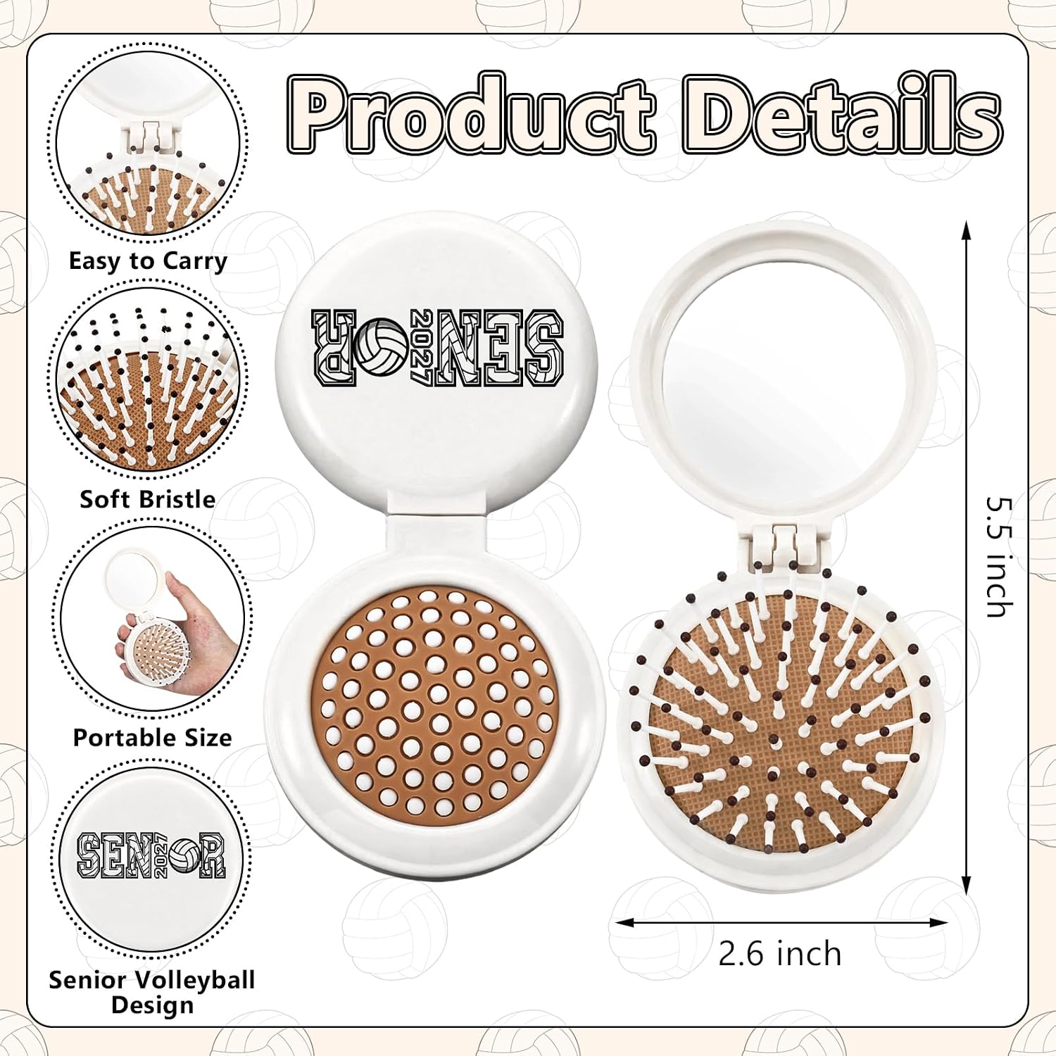 Hushee 12 Pcs Foldable Mini Detangler Hair Brush Senior Gifts for Team image 2