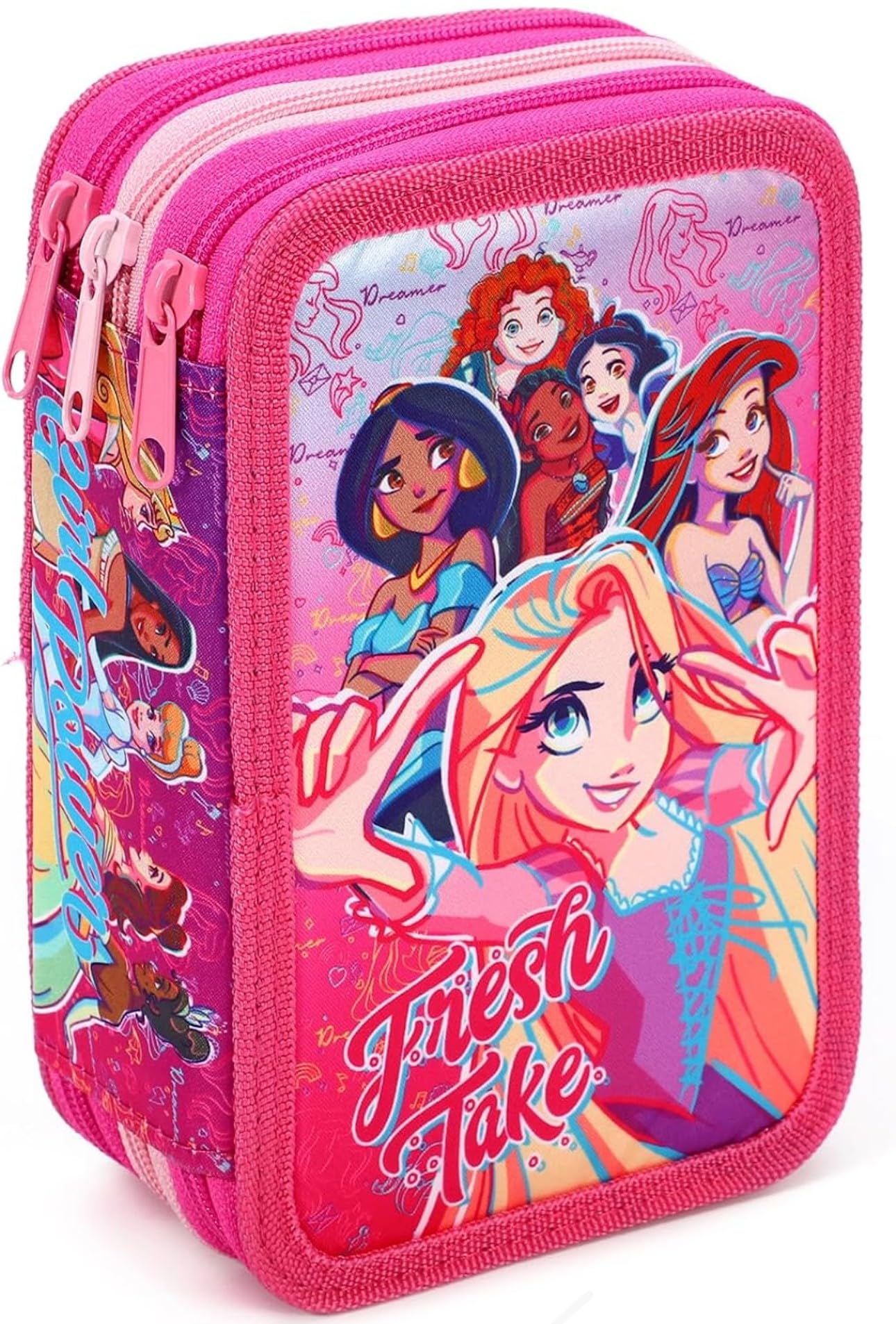 Top Linen (NW) Ltd Kids Official Cartoon & Movie Character 3 Tier Large Full Stationery School Supplies Set - Multi Compartment Pens, Pencils, Markers with Case - Diseny Princes Stationery Bag Set โ image 1