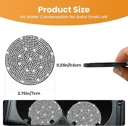 Miniatura 2 de 4 posavasos para automóvil, 2.75 pulgadas, de silicona, antideslizantes, a prueba de golpes, universales, para mujer