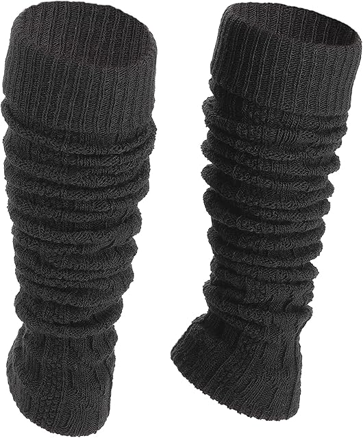 Ateena Wool Leg Warmers for Ladies, Soft Winter Knit Crochet Anklewarmers in Herringbone Pattern, Women's Gaiters for Dance or Ballet, Chunky Boot Cuffs in One Size