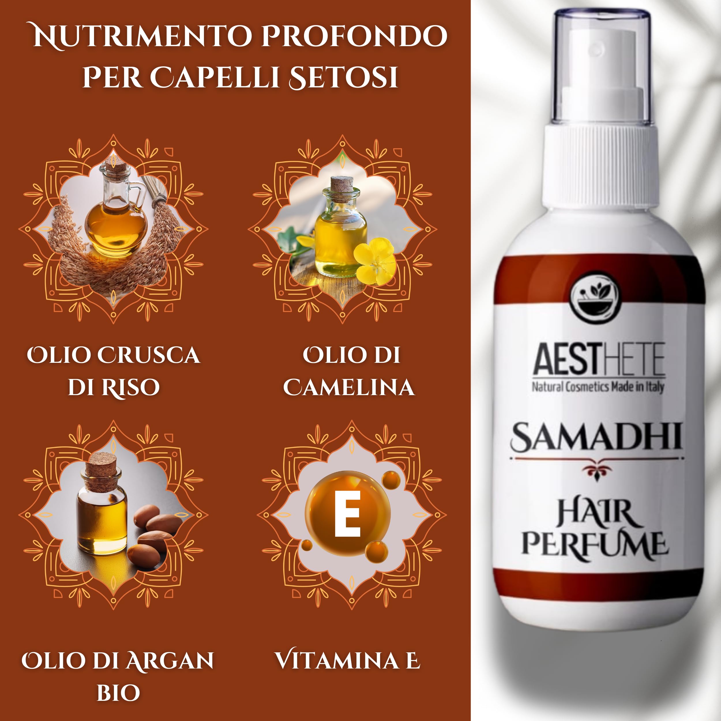 Perfumy do włosów dla kobiet 50 ml – długotrwały zapach jaśminowy, waniliowy i cydrowy – bez alkoholu, naturalny, wyprodukowany we Włoszech. AESTHETE