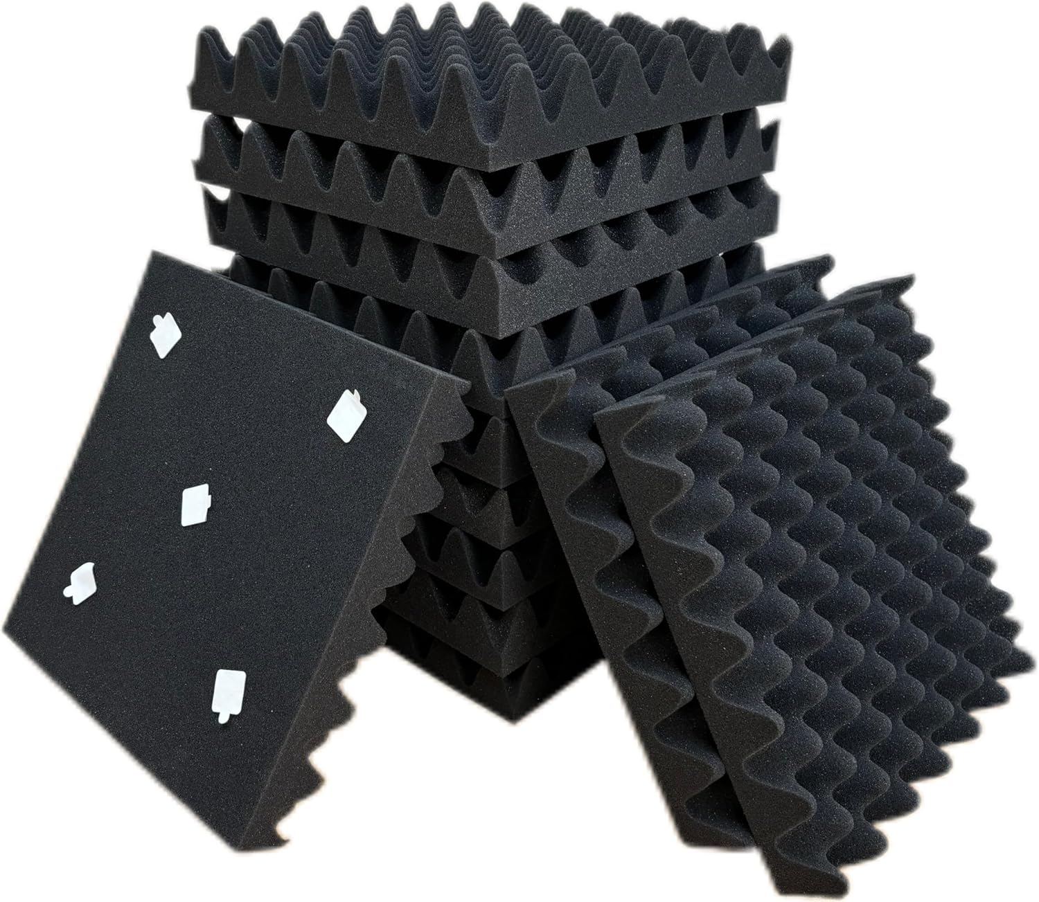 24 Pack Acoustic Foam Panels 12“ × 12” × 2" Egg Pattern Acoustic Wall Panels Recording Studio Acoustic Foam Panels (Black)