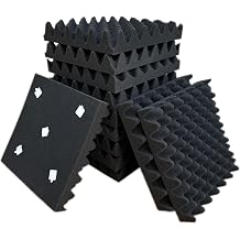 Eggcrate Foam Soundproof Foam Panels for Walls, 2" x 12" x 12" Studio Foam, Eco-friendly Flame Retardant Acoustic Foam, Upgraded High Density Sound Foam 24 Pack Black